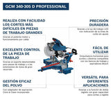 Bosch Professional sierra ingletadora con cable GCM 340-305 D (incl. regla, pinza de sujeción, saco para polvo, bloque de soporte, disco, llave)