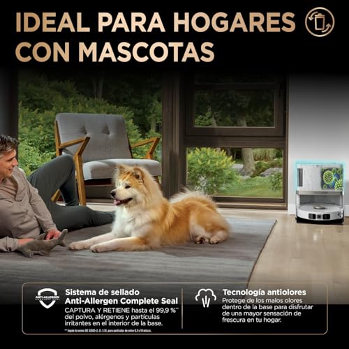 Shark PowerDetect Robot Aspirador y mopa 2 en 1, Base NeverTouch Pro con Limpieza, Carga y Vaciado automáticos, 60 días, navegación 3D y LiDAR, NeverStuck, WiFi/App, Blanco, AV2800ZEEUWH