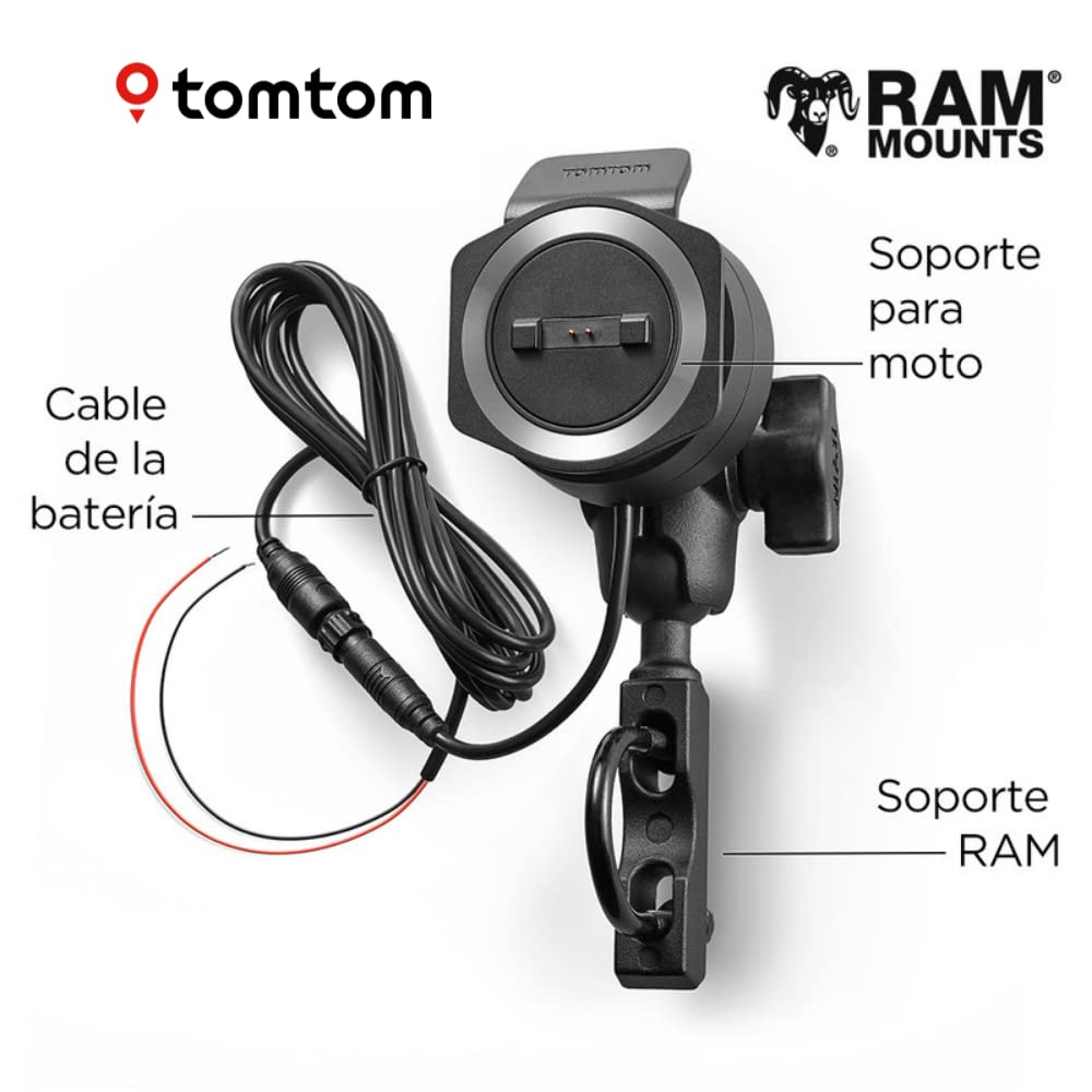 TomTom GPS para Motocicletas Rider 550 (4,3 Pulgadas con Carreteras montañosas, actualizaciones Mediante Wi-Fi, info tráfico en Tiempo Real, Radares de tráfico, mapas del Mundo)