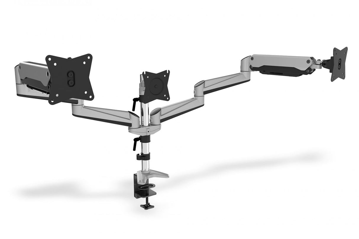 DIGITUS Soporte para monitor - Abrazadera y resorte de gas - 3 monitores - Hasta 27 pulgadas - Hasta 3x 6 kg - VESA 75 & 100 - Plata