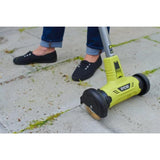 RYOBI - Limpiador de Juntas Sin Cable 18V ONE+ - Limpieza de Terrazas, Calzadas, Bordes de Piscinas - Mango Ergonómico, Tubo Telescópico - Buena Autonomía - Batería 2Ah, Cargador 1,5A, Cepillo Alambre