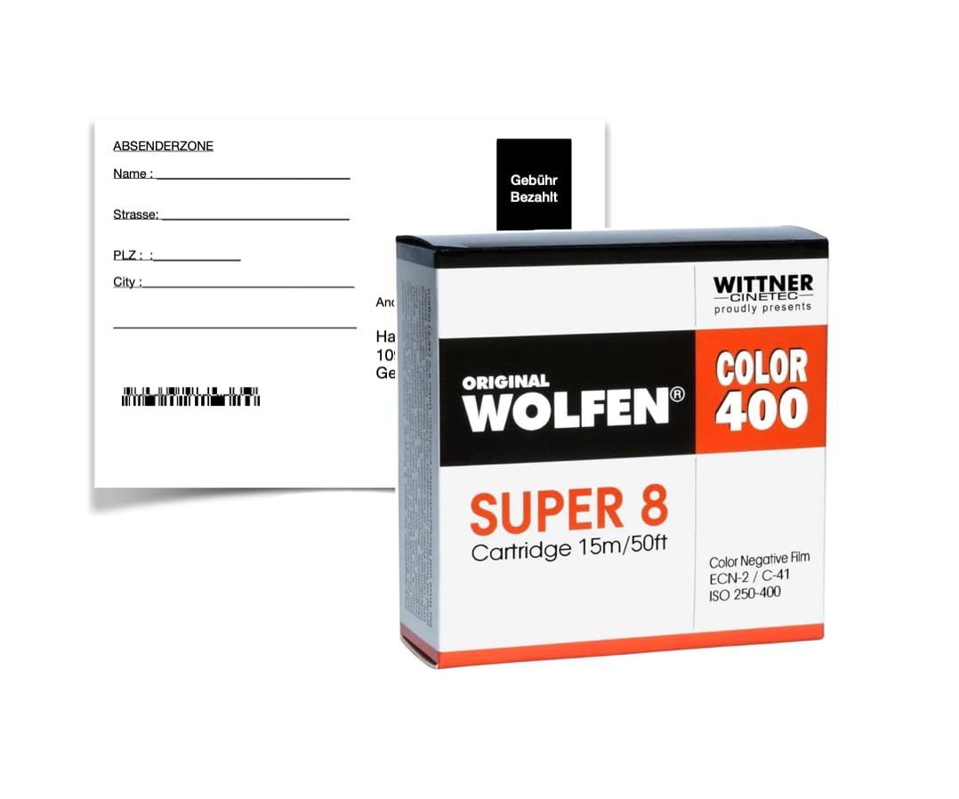 Original WOLFEN Color 400 Super 8 ISO 250-400 con Desarrollo+escaneo