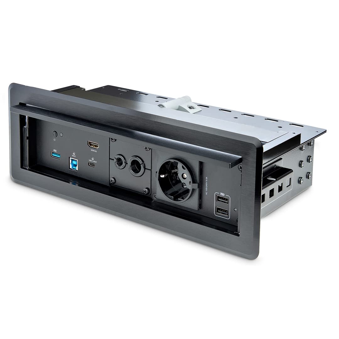 StarTech.com Caja de Conectividad para Mesa de Juntas - Módulo de Conexiones con Docking Station y Alimentación - HDMI PD (KITBXDOCKPEU)