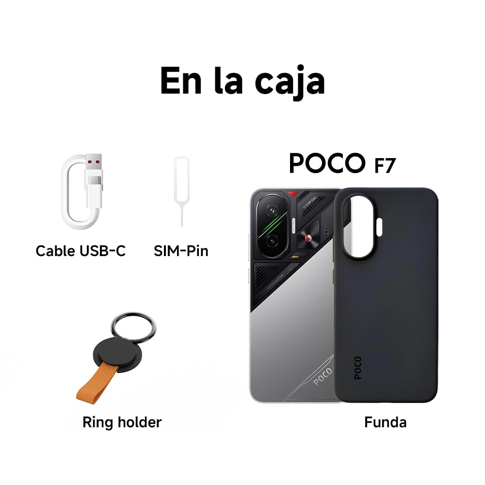 XIAOMI POCO F7 - Smartphone de 12+256GB, Cámara Sony de 50 MP con OIS, Pantalla AMOLED de 6,83'' 1.5K a 120Hz, Snapdragon 8s Gen 4, Hypercharge 90W, Cargador no Incluido, Blanco (Versión ES)