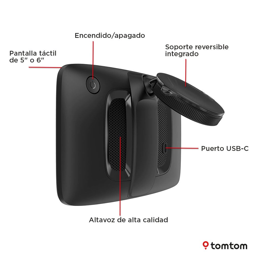 TomTom navegador para camion GO Professional 2.ª generación (con pantalla táctil capacitiva de 5" y mapas de Europa, información de tráfico a tiempo real.Ideal para camiones,buses y vehículos grandes)