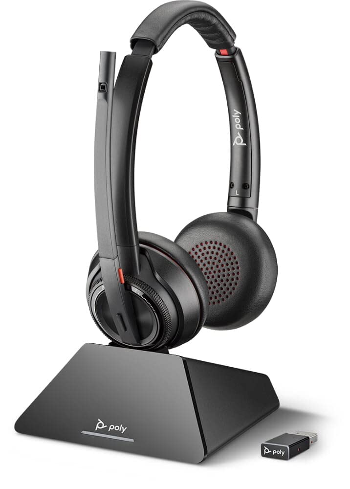 HP Inc. Poly Savi 8220 - Savi 8200 series - Headset - On-Ear - DECT / Bluetooth - kabellos - Adapter USB-A via Bluetooth - Schwarz - Zoom Certified, UC-zertifiziert (8D3F2AA)