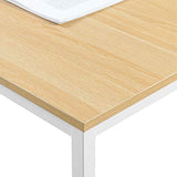 Zinus Jennifer Mesa de escritorio 160x61x74 cm - Mesa de estudio moderna de metal y madera - Mesa de ordenador - Marrón y blanco