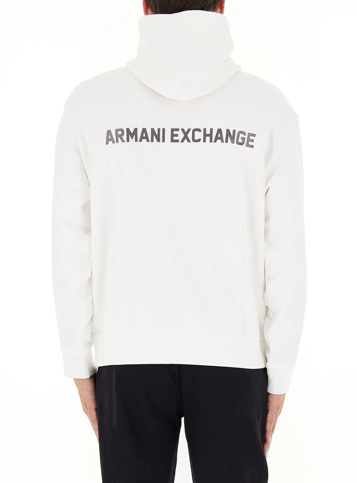 Armani Exchange The Grid, Sustainable, Printed Logo Lettering Sudadera con Capucha, Blanco Crema, XS para Hombre