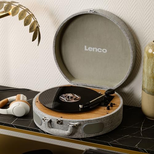 Lenco Tocadiscos LS-66 - Recepción y transmisión Bluetooth®, 2 altavoces integrados, extractor magnético AT3600, transmisión por correa, parada automática, 33/45 rpm, conector RCA, carcasa de madera,