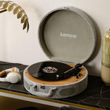 Lenco Tocadiscos LS-66 - Recepción y transmisión Bluetooth®, 2 altavoces integrados, extractor magnético AT3600, transmisión por correa, parada automática, 33/45 rpm, conector RCA, carcasa de madera,