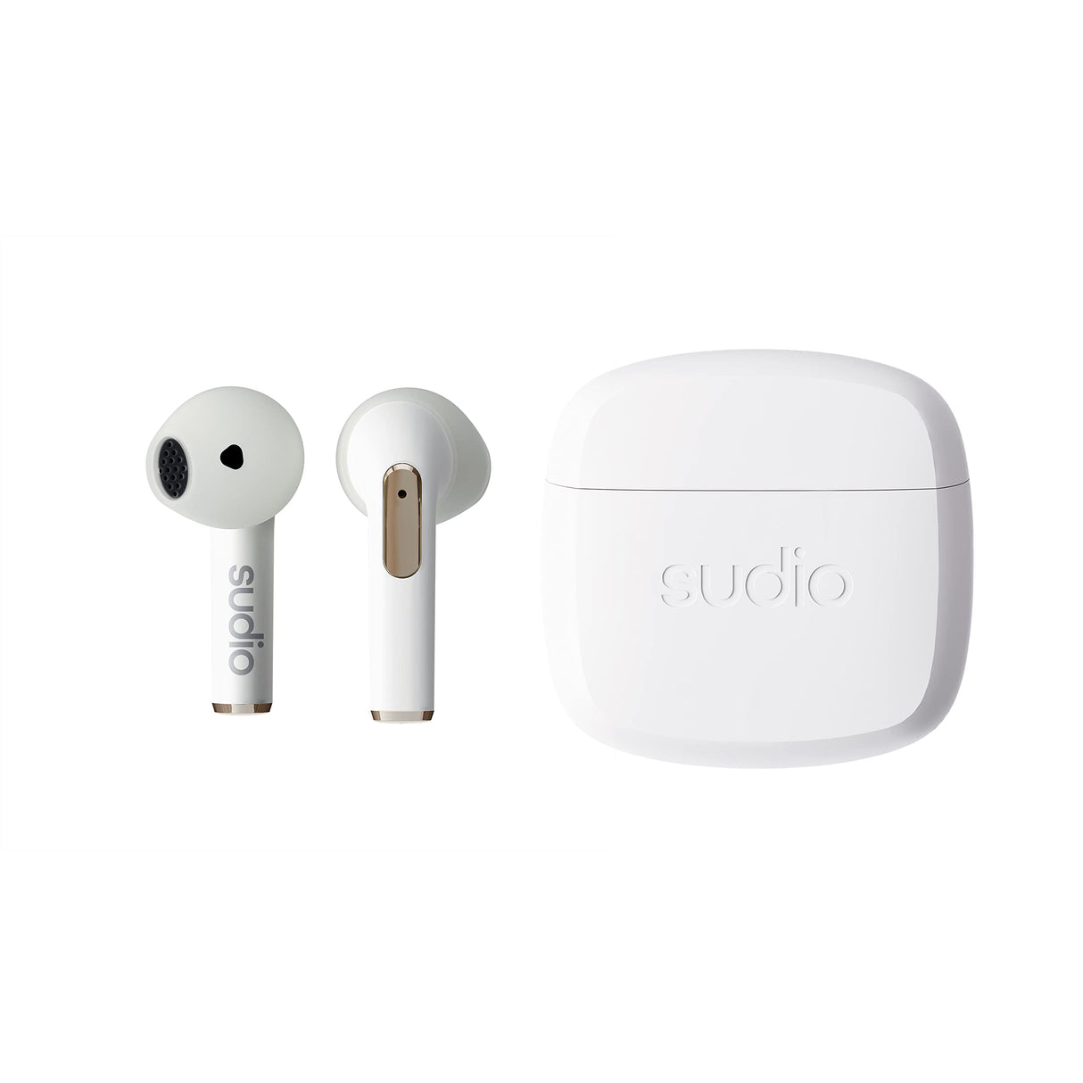 Sudio N2 Snow White - True Wireless Bluetooth Open-Ear Earbuds,Multipoint-Connection,Micrófono Integrado para Llamadas, 30 Horas de batería con Funda de Carga, IPX4 Resistente al Agua, USB-C y Carga