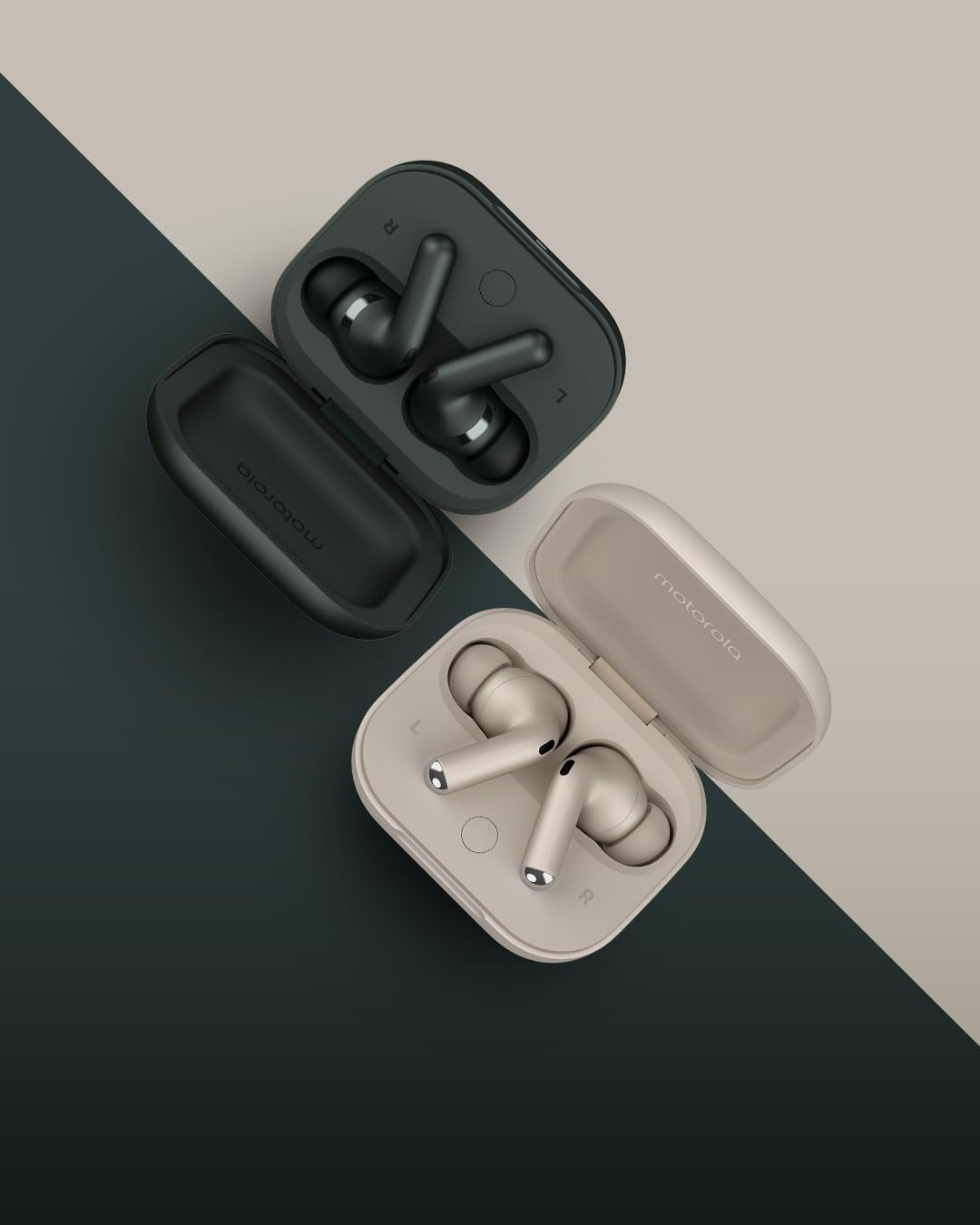 Motorola Moto Buds Plus, Auriculares Inalámbricos, Reducción de Ruido Activa, Auriculares Bluetooth, Sonido Espacializado Dolby Atmos, Autonomía hasta 38h, Carga Inalámbrica