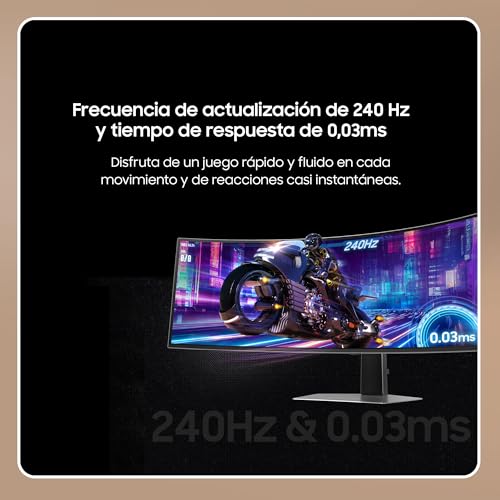 Samsung Odyssey OLED G9 G93SD 49", DQHD, 5120x1440, 240Hz, 0.03ms(GTG), 32:9, 1,000,000:1, FreeSync Premium Pro, 250 CD/m², HDMI, HDR10, Pleateado, LS49DG934SUXEN
