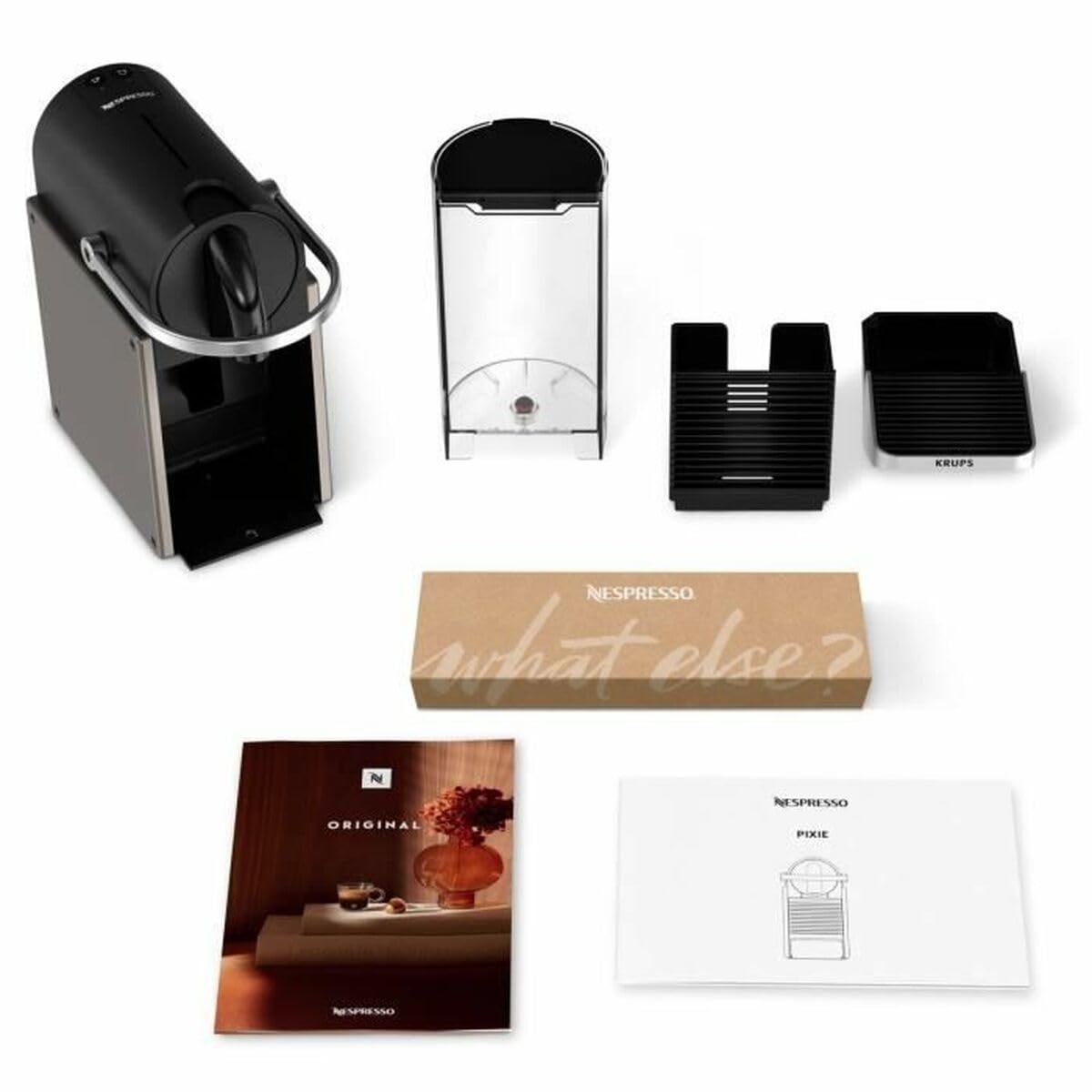 Nespresso Krups Pixie Redesign, Máquina de café cápsula, Sistema de calentamiento rápido, Bomba de alta presión, Fácil de usar, Titanio, YY5290FD