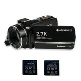 AgfaPhoto Realimove CC2700 - Videocámara de vídeo de 2,7 K, Fotos de 24 MP, Pantalla táctil IPS de 3,0 Pulgadas, Zoom Digital 18X, luz LED, Mando a Distancia, 2 Pilas de Litio