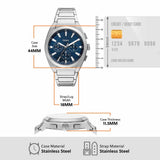 Fossil Reloj Everett para Hombre, Movimiento Cronógrafo Cuarzo con Correa de Piel o Acero, Gris y Azul