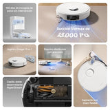 DREAME D20 Pro Plus Robot Aspirador y Fregado 2 en 1, 13.000 Pa, Cepillo Doble para Pelo de Mascotas, Limpieza de Esquinas, Vaciado, Navegación LDS, Esquiva con Láser, Suelos Duros/Alfombras, 5200 mAh