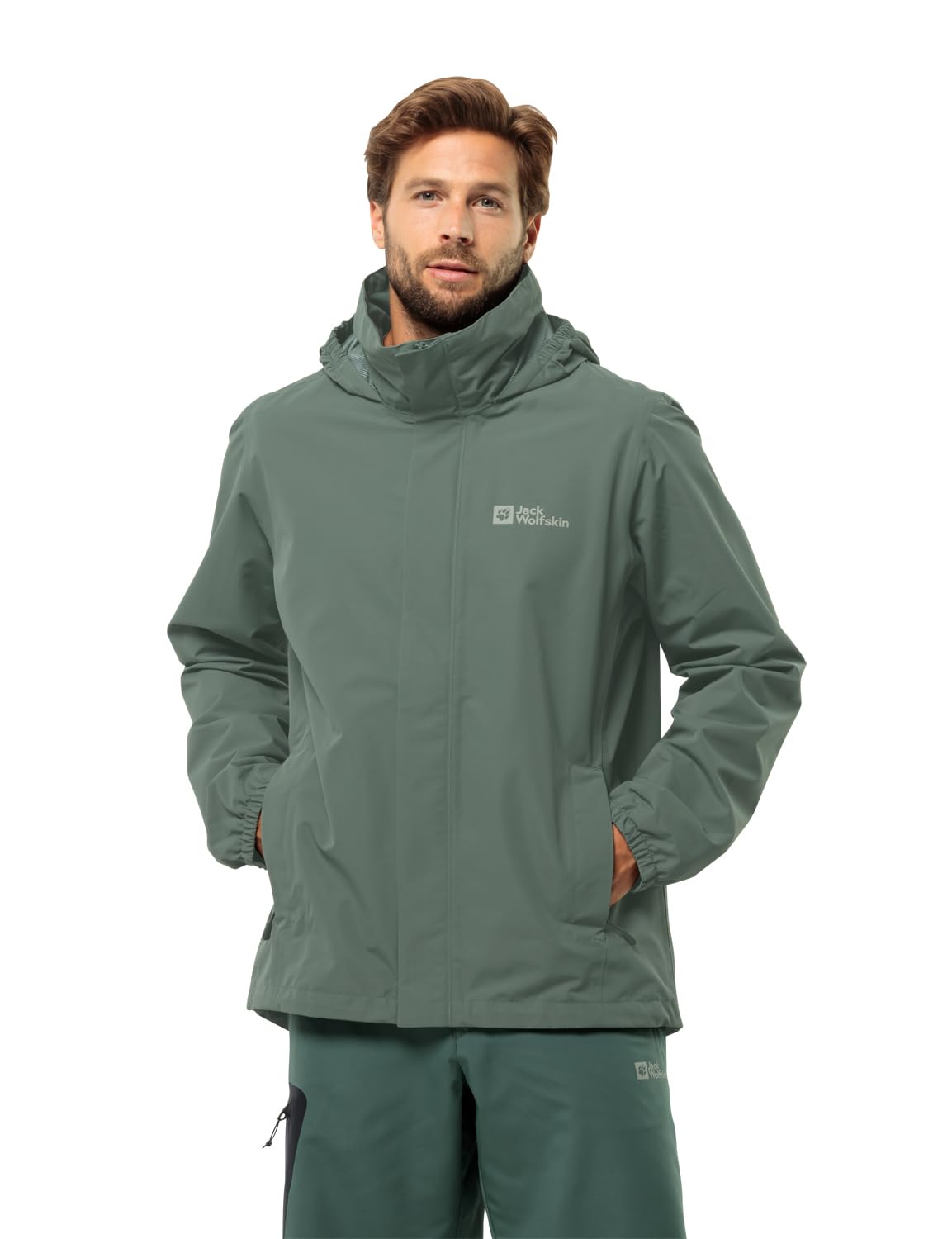 Jack Wolfskin Stormy Point 2L Jkt M Chaqueta, Hedge Green, S para Hombre