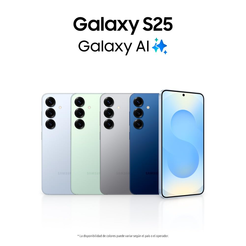 Samsung Galaxy S25 512GB Teléfono Móvil con IA, Galaxy AI, 12GB RAM, Cámara 50MP, Dual SIM, IP68, Garantía del Fabricante 3 Años + 1 Año Extra, Color Negro Azulado (Versión Española)