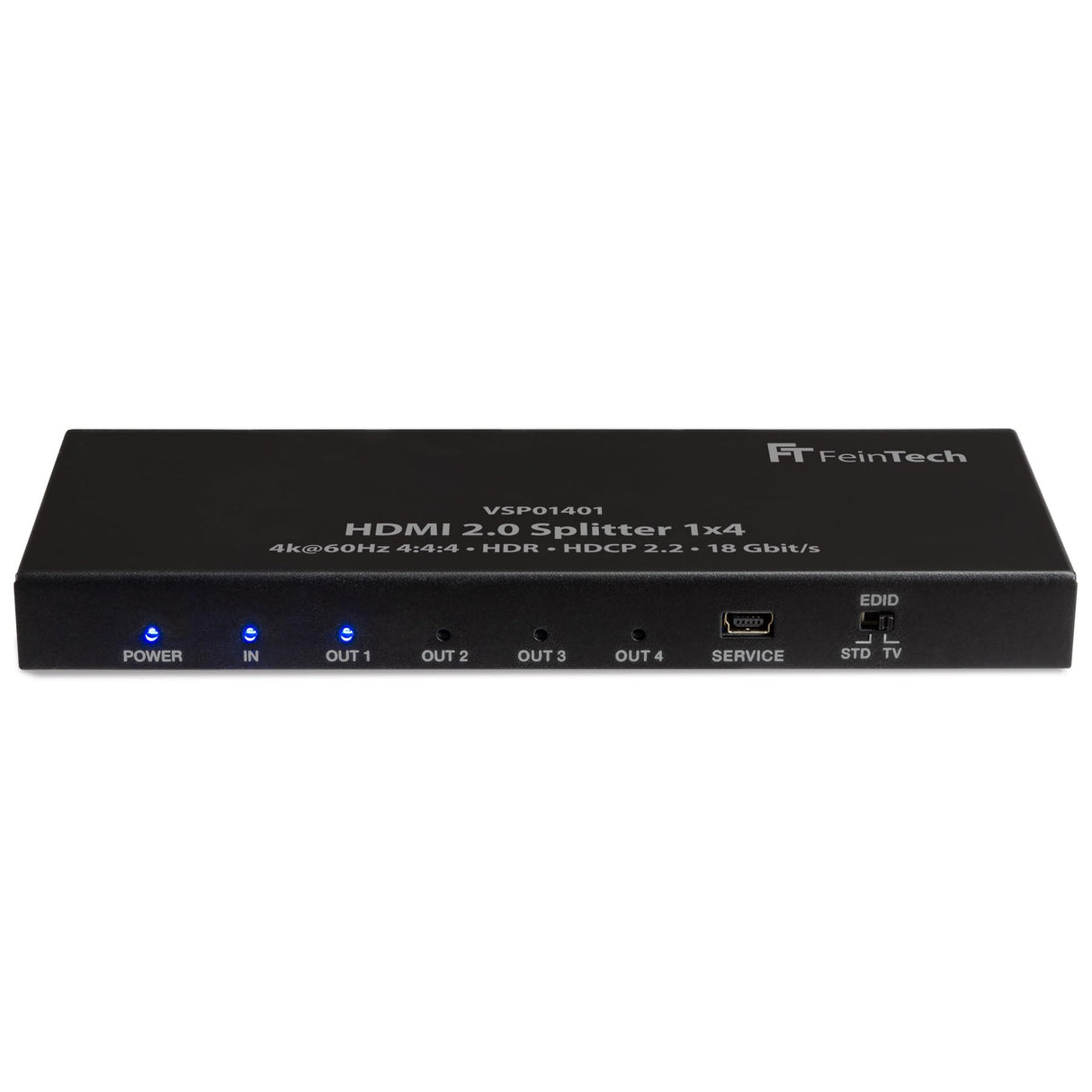 FeinTech VSP01401 HDMI 2.0 Splitter 1x4 distribuidor 4 vías UHD 4K@60Hz YUV 4:4:4 HDR EDID 18 Gbps