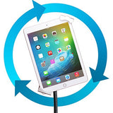 CTA Digital Soporte de Suelo Giratorio y Ajustable en Altura con Sistema de Seguridad, Cuello de Cisne, Ruedas acoplables para tabletas de 7 a 13 Pulgadas, Incluye iPad Pro y Mini