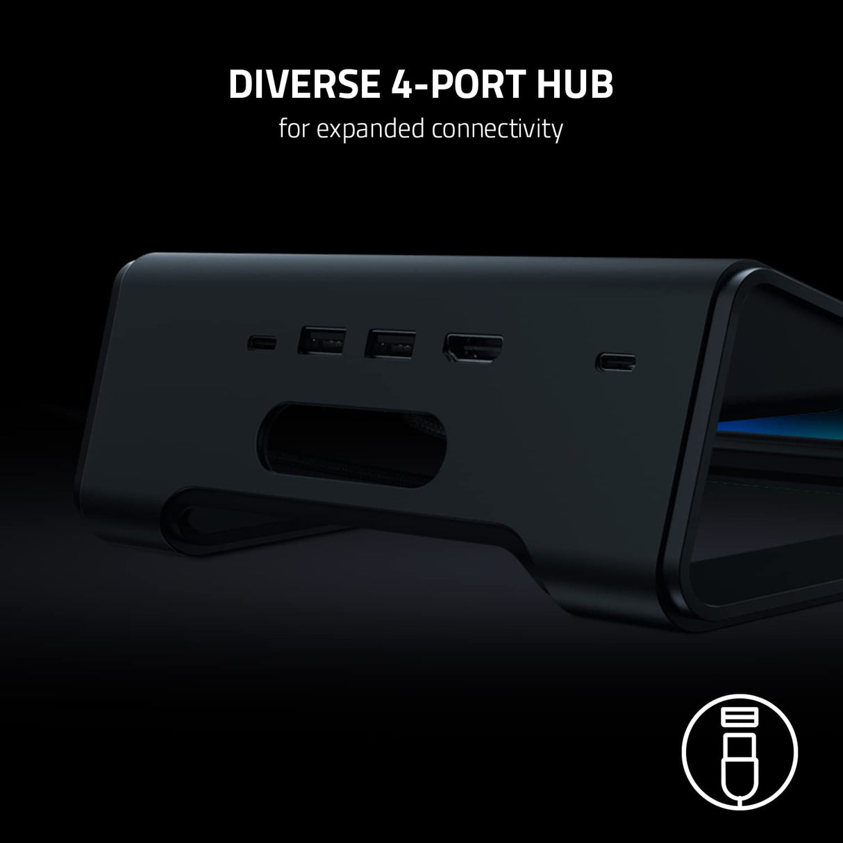 Razer Soporte para portátil Chroma V2: iluminación Chroma RGB Personalizable - Diseño ergonómico - Construcción de Aluminio anodizado - Hub USB-C de 4 Puertos - Negro Mate