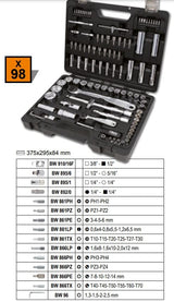 BETA BW 903E/C98 - Juego de llaves de vaso (45 piezas, 35 puntas de destornillador, 4 llaves hexagonales dobladas y 14 accesorios, en caja de plástico)