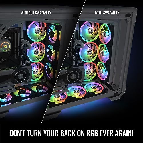 Thermaltake SWAFAN EX 14 ARGB Ventilador de refrigeración para PC, 3 ventiladores, 500~2000 RPM, conexión magnética, cuchillas reversibles, sincronización con software MB RGB, CL-F168-PL14SW-A,