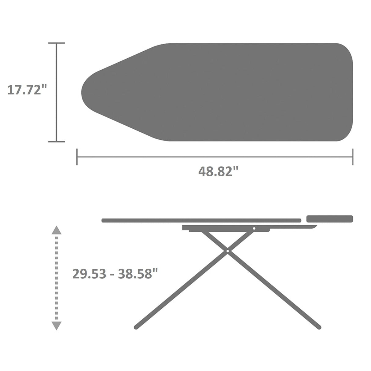 Brabantia - Mesa de Planchar C - con Soporte Sólido Unidad de Vapor - Universal Ajustable - para Diestros y Zurdos - No se Desliza y No Araña - Plegable - Denim Negro - 124x45 cm