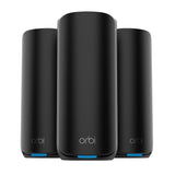 NETGEAR Orbi Mesh WiFi 7 Orbi Serie 870 (RBE873B), WiFi Mesh Router + 2 Extensores de Rango de satélite, Cobertura de hasta 600 m2, 150 Dispositivos, Puerto de Internet de 2.5 G, Negro