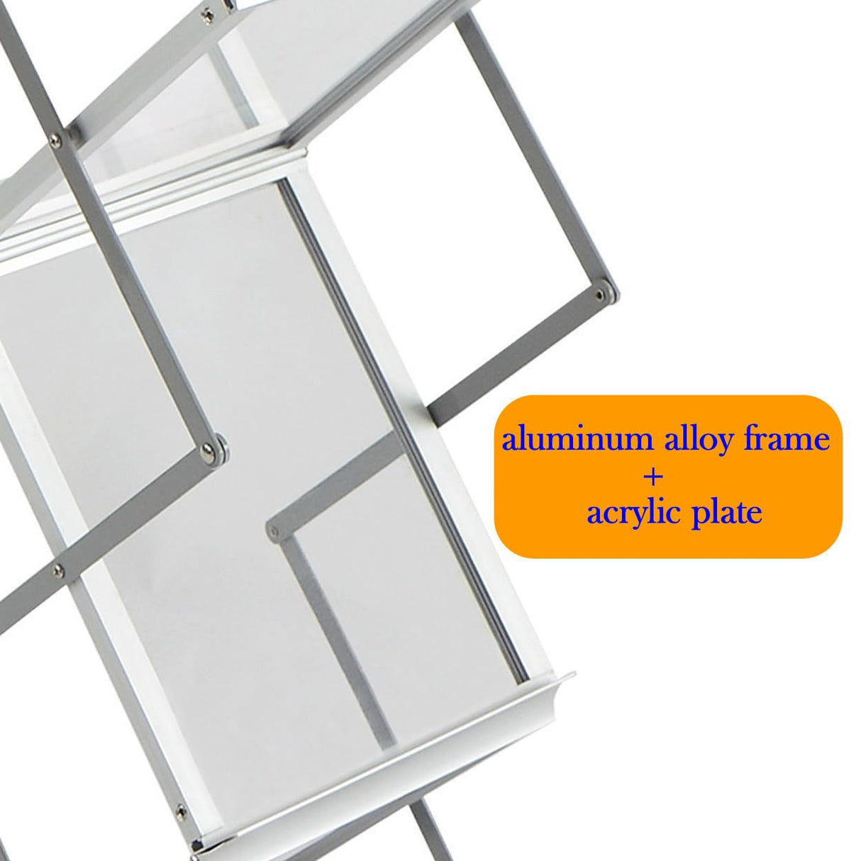 TUKA-i-AKUT A4 Expositor Plegable de Folletos, Aluminio/Acrílico Soporte de Suelo, Incluido Estuche de Transporte, para Literatura Folletos Revistas Catálogos, 6 Bolsillos Exhibición, TKD8430-A4-Sa
