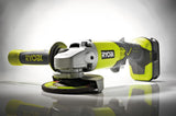 RYOBI - Amoladora 18V ONE+ Ø 115 mm, 7500 rpm - Empuñadura auxiliar - Se suministra con 1 batería de litio+ 4,0 Ah, 1 cargador rápido 2,0 A, 1 bolsa de transporte y 1 disco de amolar - R18AG-140S