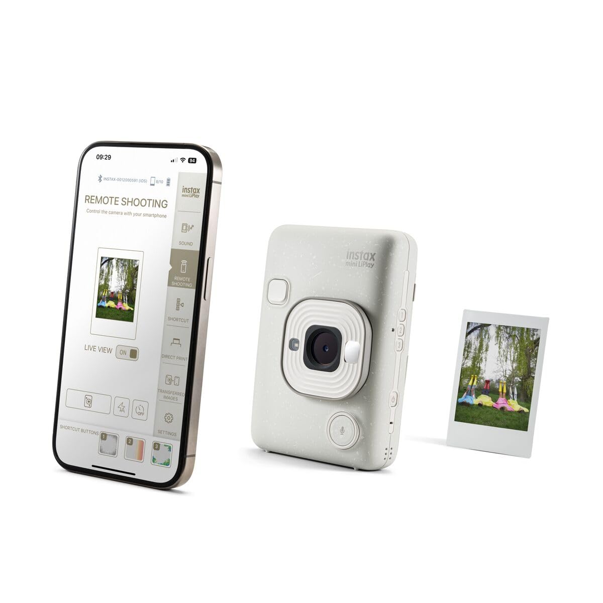 instax - Mini LiPlay, Cámara instantánea híbrida. Cámara e Impresora para Smartphones. Color Misty White