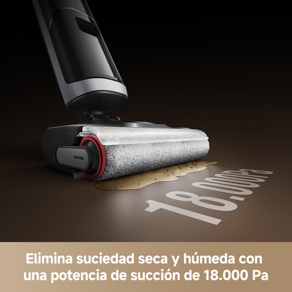 DREAME H14 Dual Aspirador en Seco y Húmedo 5 en 1, Solución de Limpieza con Proporción Inteligente, Se Puede Tumbar, Lavado del Cepillo a 60 °C en 5 min, 18.000 Pa de Succión, con Luz LED