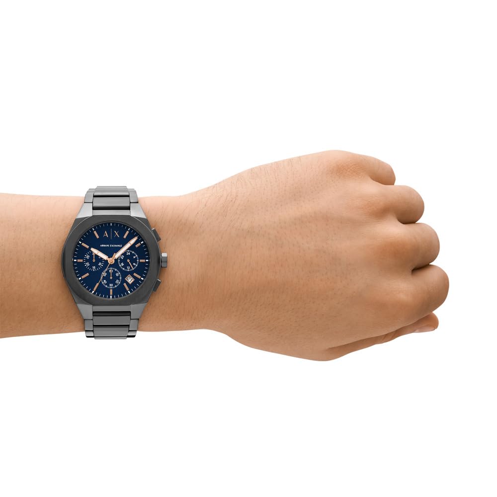 Armani Exchange Orologio da uomo, Movimento cronografo al quarzo e cassa da 42 mm con cinturino in Acciaio inossidabile