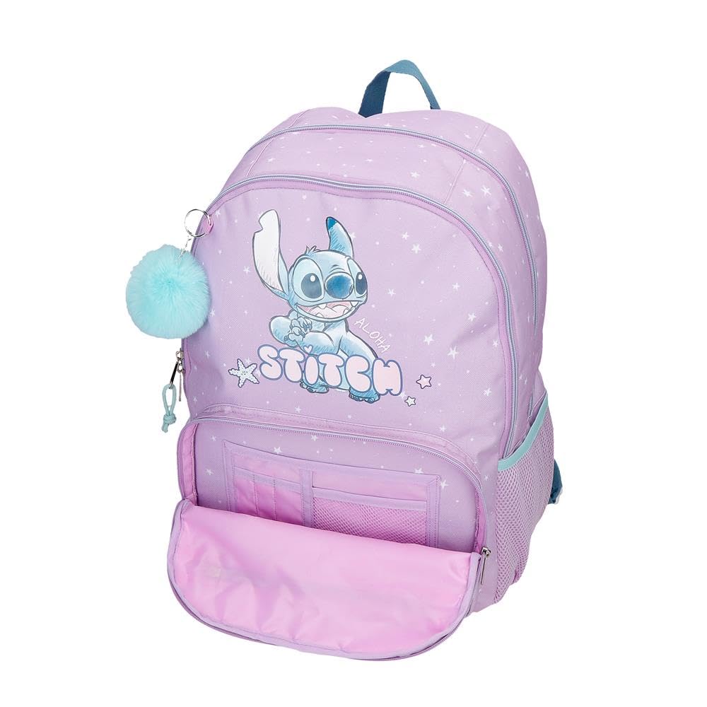 Joumma Disney Lovely Stitch Mochila para portátil 13,3" Doble Compartimento Morado 32x44x17 cms Poliéster 20,46L
