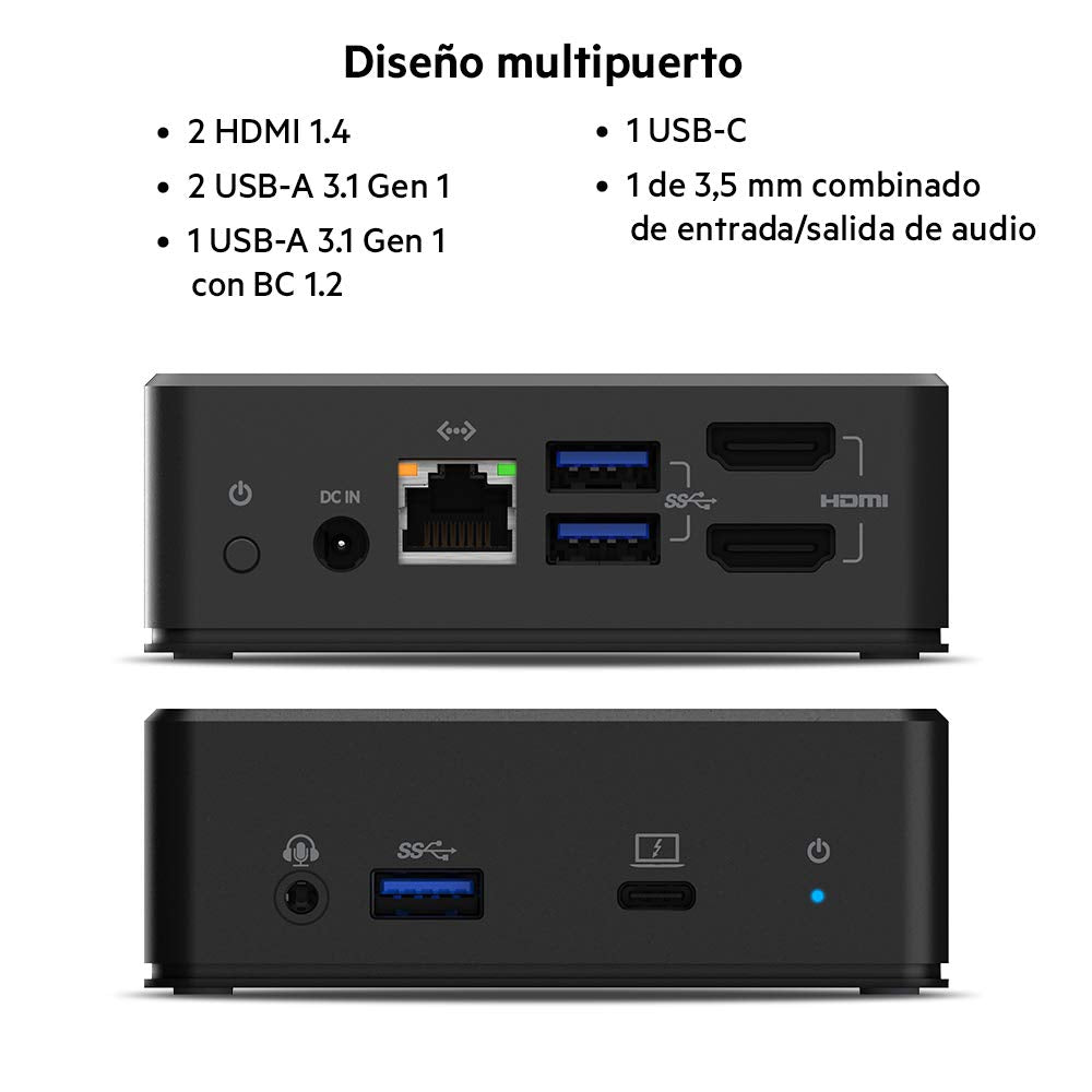 Belkin estación de acoplamiento USB-C para dos monitores(PD 85 W, HDMI, USB-A 3.1 Gen 1, USB-C, Gigabit Ethernet, adaptador de 135 W, audio), docking station para MacBook, Windows, Chromebook y otros