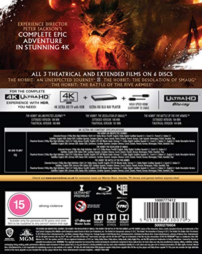 The Hobbit Trilogy [Theatrical and Extended Edition] [4K Ultra-HD] [2012] [Blu-ray] [Region Free]