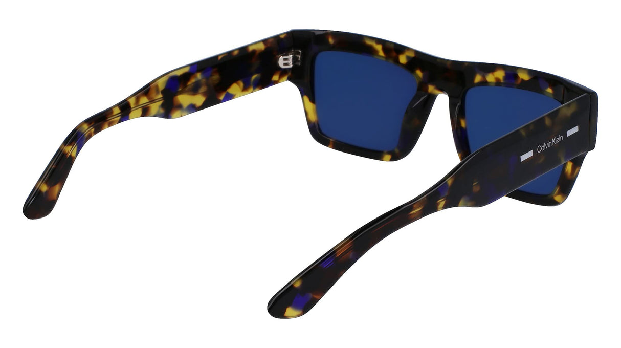 Calvin Klein Unisex Adult Sunglasses CK23504S - Havana Blue with Blue Solid W Gold Flash Ar Green Lens