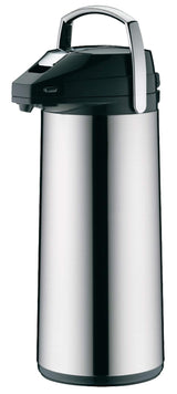 alfi GETRÄNKESPENDER 2,2 l, jarra con bomba de acero inoxidable pulido con inserción de vidrio duro, bomba integrada, mantiene el calor 12 horas y el frío 24 horas, 24 tazas, fondo 360°, para catering