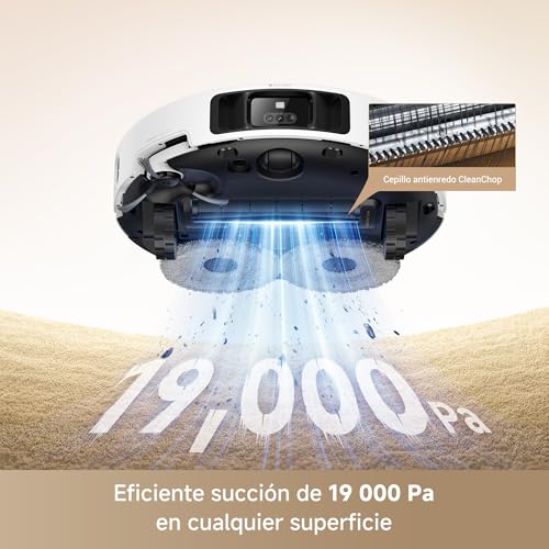 MOVA P50 Pro Ultra Robot Aspirador y Fregasuelos, 19000 Pa, Limpieza de Rincón a Bordes, Autolimpieza de Tabla de Lavado y Mopas a 75 Grados C, Vaciado Automático, Evasión de Obstáculos