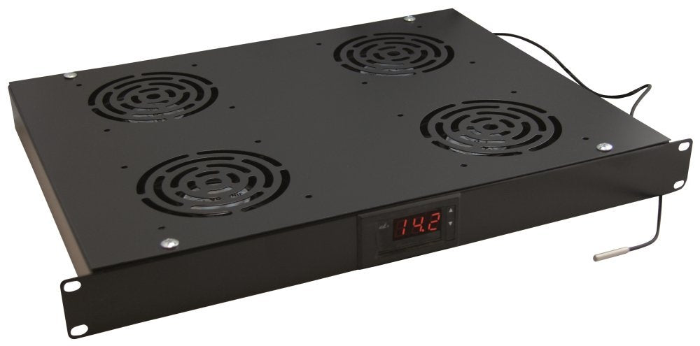 Waytex 37349 - Bandeja de 4 Ventiladores con termostato de 19"