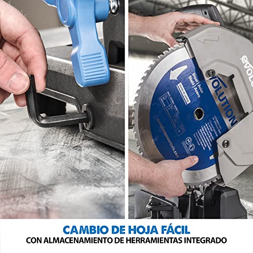 Evolution Sierra tronzadora industrial para acero de 355 mm S355CPS de Evolution: acabado que se puede trabajar al instante, sin calor, rebabas ni chispas. Incluye hoja para acero dulce