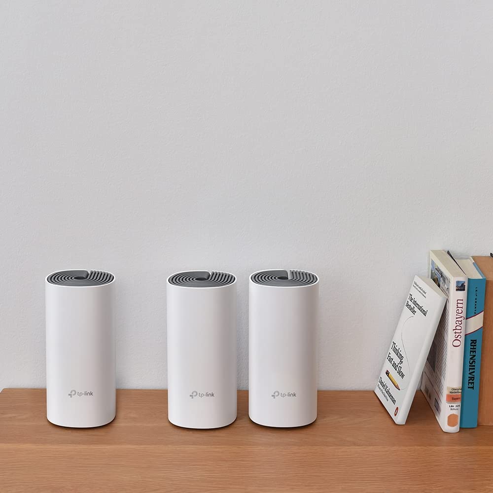 TP-Link Deco E4 (3-Pack) - AC1200 Repetidor de WiFi, Mesh WiFi Inteligente, Doble Banda hasta 350m², 2xPuertos 100/10 Mbps, MU-MIMO, hasta 100 Dispositivos, Adecuado para Xiaomi Mi Box