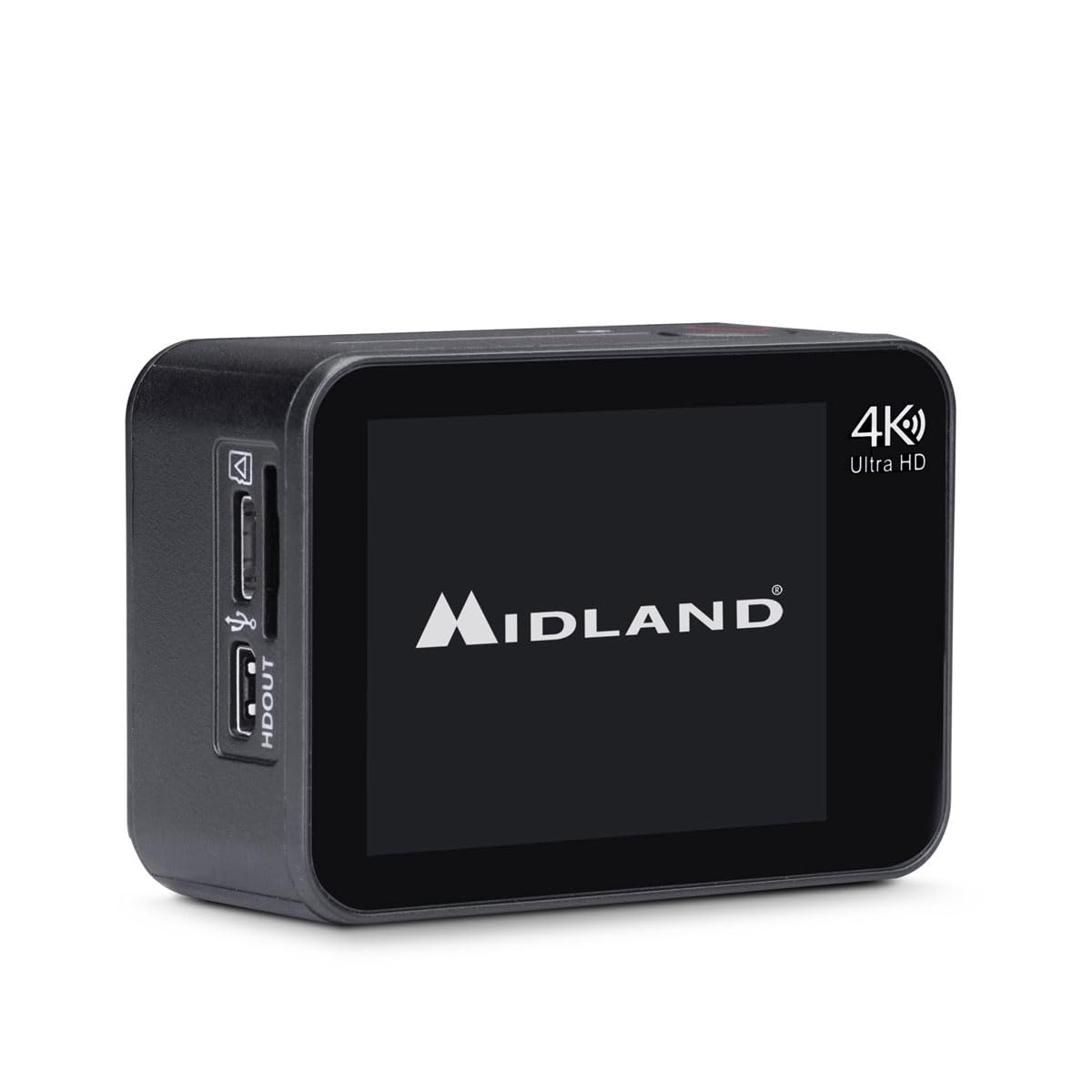 Midland - Action Cam H5 Pro, Cámara Acción Deportiva Ultra HD con Wi-Fi, Time Lapse, Gran Ángulo 140°, Pantalla LCD - Dash Cam Coche con Grabación en Bucle, Cámara Acuática con Estuche Impermeable 30m