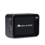 Midland - Action Cam H5 Pro, Cámara Acción Deportiva Ultra HD con Wi-Fi, Time Lapse, Gran Ángulo 140°, Pantalla LCD - Dash Cam Coche con Grabación en Bucle, Cámara Acuática con Estuche Impermeable 30m