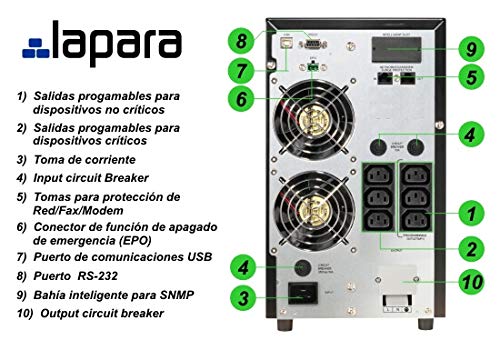 Lapara LA-ON-3K-LCD-V10 Sistema de Alimentación Ininterrumpida SAI 3000VA 3000W LCD Online