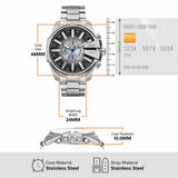Diesel Reloj Mega Chief Slim para Hombre, Movimiento cronógrafo con Correa de Acero Inoxidable, Tono Plateado y Negro