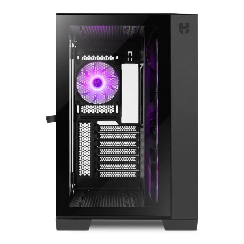 Semitorre con diseño Elegante, refrigeración eficiente, Incluye Puertos USB y Panel de Cristal Templado, Ideal para Gaming y Almacenamiento.