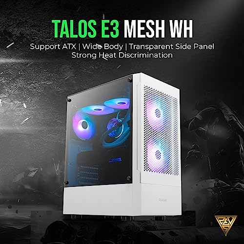 Boitier Moyen Tour ATX GAMDIAS Talos E3 Mesh RGB Avec panneaux vitrés (Blanc)